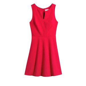 Amanda Uprichard Red Shosha Split Neck Ponte Dress & Back Zip Closure Medium